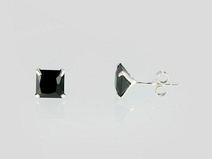 Серебряные серьги-пуссеты #2202630_CZ-BK, Серебро 925°, Цирконы. Вес: 1