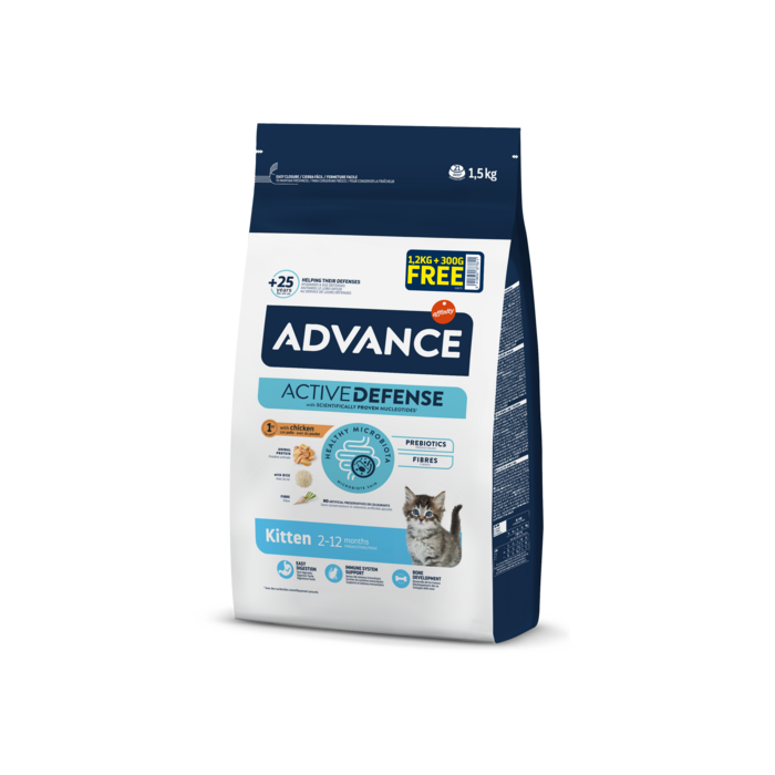 ADVANCE CAT KITTEN 1.2KG + 300G - ДЛЯ КОТЯТ ОТ 2 ДО 12 МЕСЯЦЕВ (КУРИЦА И РИС) (967781)