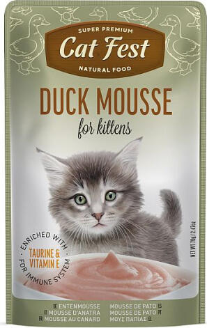 CatFest Kitten Duck Meat Mousse 70g - Влажный прикорм с утиным мясом с нежной муссовой текстурой, идеально подходит для маленьких котят (79218978)