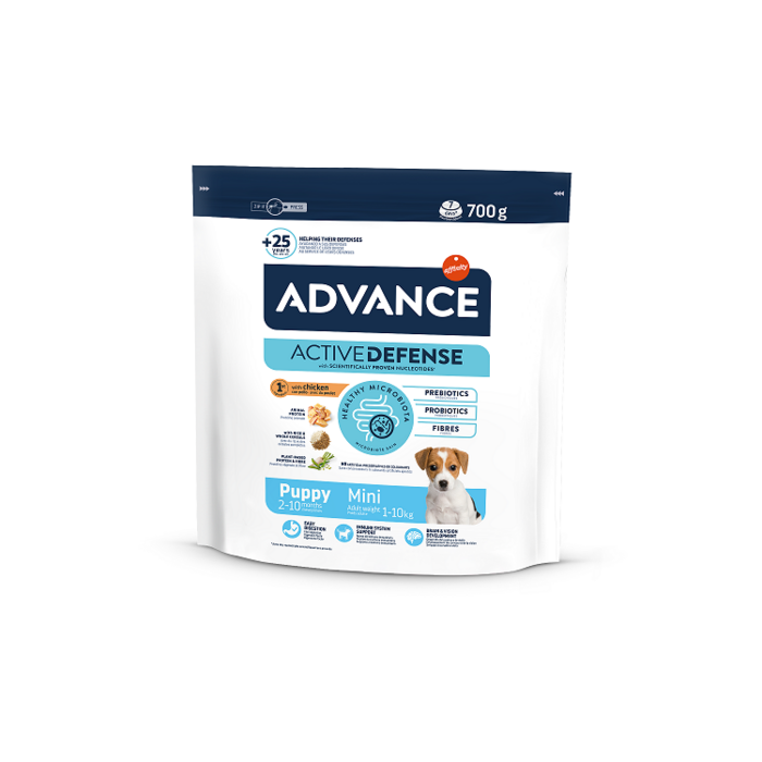 ADVANCE MINI PUPPY PROTECT 700г - полноценный и сбалансированный сухой корм для щенков мелких пород в возрасте от 2 месяцев до 10 месяцев, беременных и кормящих сук (965780)