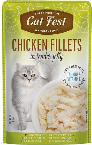 CatFest Chicken in Jelly 70g - Полноценный корм из кусочков курицы в желе (79218039)