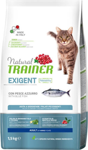 Natural Tainer Cat Exigent Blue Fish 1.5kg - полноценный сухой корм с голубой рыбой для взрослых кошек (924926)