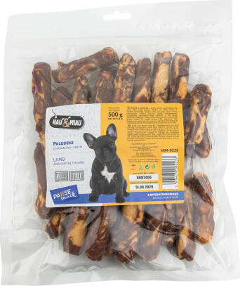 HAU & MIAU lamb and chesse thumbs 500g - дополнительный корм для взрослых собак, ягненок и сырные палочки (HM-8223)