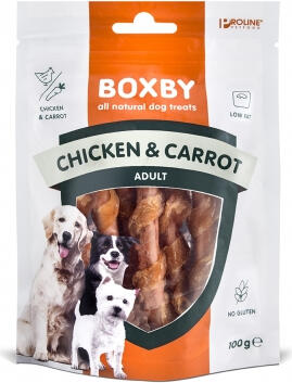 BOXBY CHICKEN & CARROT Sticks 100g — дополнительный корм для взрослых собак, палочки с курицей и морковью. (8511010860)