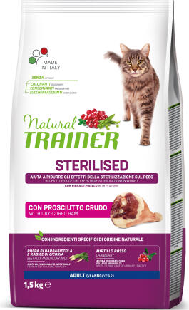 NT CAT ADULT STERILISED DRY-CURED HAM&PEA 1.5 kg - полноценный и сбалансированный корм для стерилизованных взрослых кошек с 1 года (924914)