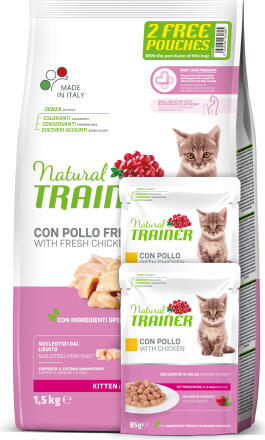 NT CAT KITTEN WITH CHICKEN 1,5 KG + 2 WET POUCHES - Полноценный сбалансированный сухой корм суперпремиум класса для котят от 1 до 6 месяцев (967782)