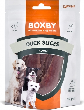 BOXBY DUCK SLICES FOR DOGS 90gr - PĪLES GAĻAS GABALIŅI PIEAUGUŠIEM SUŅIEM (3520010768)