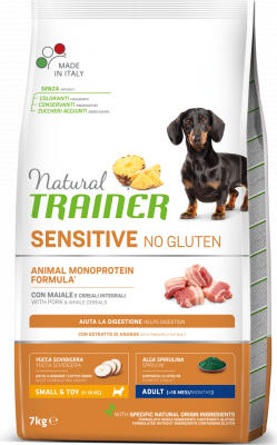 NT DOG SENSITIVE NO GLUTEN ADULT MINI PORK 7 KG - полноценный безглютеновый корм со свининой для взрослых собак мелких пород (927307)
