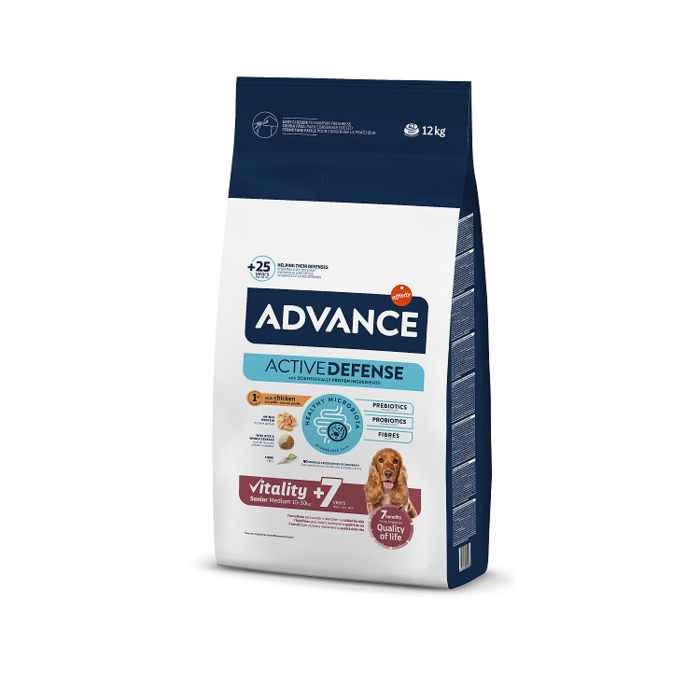 ADVANCE DOG MEDIUM SENIOR 12,0KG - VIDĒJO ŠĶIRŅU VECĀKIEM SUŅIEM (VISTA AR RĪSIEM) (500552)