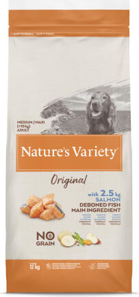 Nature's Variety Dog Original No Grain Medium Adult Salmon 12 Kg - беззерновой сухой корм с лососем для взрослых собак (927148)