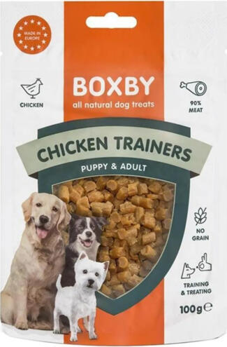 BOXBY CHICKEN TRAINERS 100G - ЗАКУСКИ ДЛЯ ЩЕНКОВ И ВЗРОСЛЫХ СОБАК (100% КУРИЦА) (8119022180)
