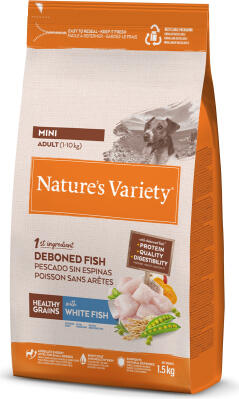 Nature's Variety Dog Healthy Grain Adult Mini White Fish 1.5kg - полнорационный сухой корм для взрослых собак мелких пород, с белой рыбой (967026)