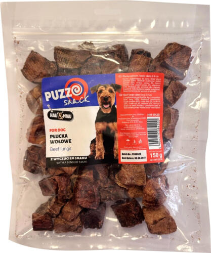 HAU&MIAU dog treat, beef lung, cubes, 3-4cm 150 g - дополнительный корм для собак, вкусные говяжьи лёгкие, кубики, 3x4 см (HM-8420)