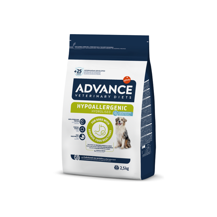 ADVANCE VETERINARY DIETS DOG HYPOALLERGENIC 2.5KG - ДЛЯ СОБАК С ПИЩЕВОЙ НЕПЕРЕНОСИМОСТЬЮ И АЛЛЕРГИЕЙ (591219)