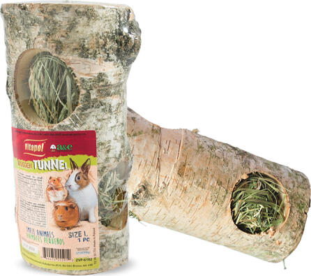 COMPLEMENTARY WOODEN TUNNEL Koka tunelis ar sienu grauzējiem - size L 1pc (ZVP-6102)