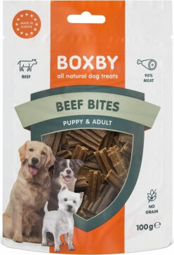 Boxby Beef Bites 100 г - дополнительный корм для взрослых собак, кусочки говядины. Идеально подходит для дрессировки и поощрения вашей собаки. (8119022182)