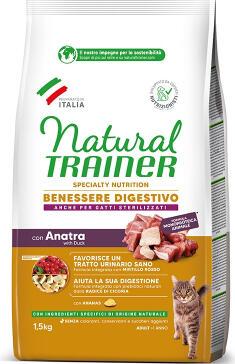 NT CAT BENESSERE DIGESTIVO DUCK 1,5 КГ - полноценный и сбалансированный сухой корм для взрослых кошек от 1 года. (967500)